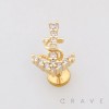 MULTI CZ ANCHOR NAVY MARINE TOP PUSHIN (THREADLESS) 316L SURGICAL STEEL LABRET SET